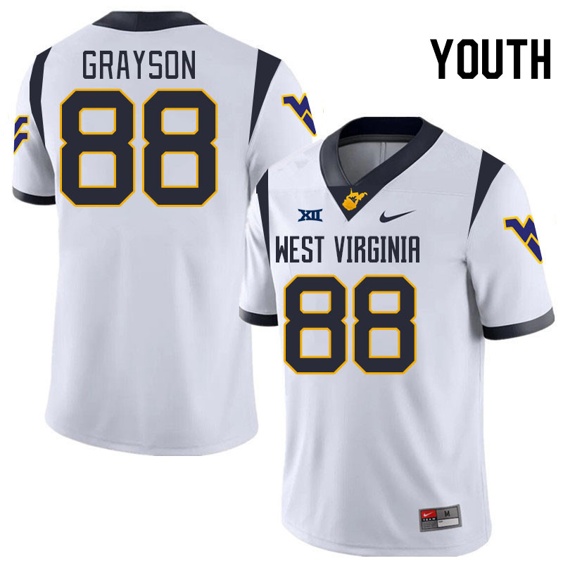 Youth #88 Donovan Grayson West Virginia Mountaineers College 2024 New Uniforms Football Jerseys Stit